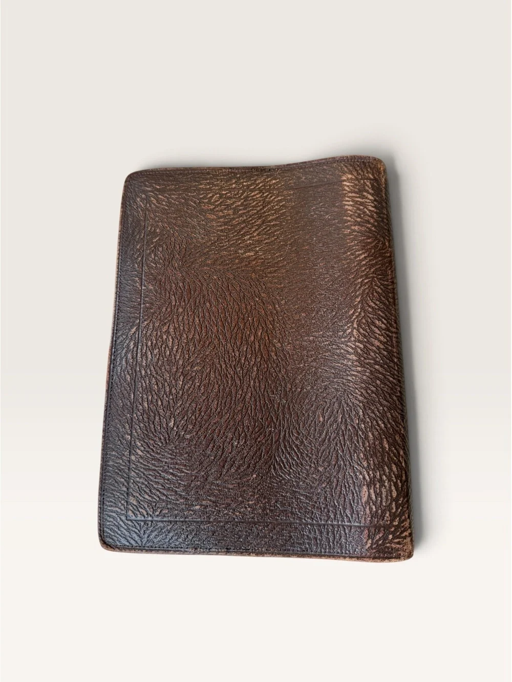 Antique 1920s Irving-Pitt Textured Leather 3-Ring Binder Portfolio - Rare Log